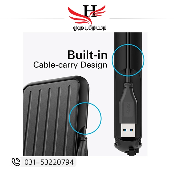 هارد اکسترنال سیلیکون پاور Silicon Power مدل Armor A66 ظرفیت ۴ ترابایت با بدنه ضد ضربه و رابط USB 3.2، مناسب بکاپ و آرشیو اطلاعات، فروش عمده از بازرگانی هیوارو نمایندگی شهرستان شهرضا استان اصفهان و استان تهران